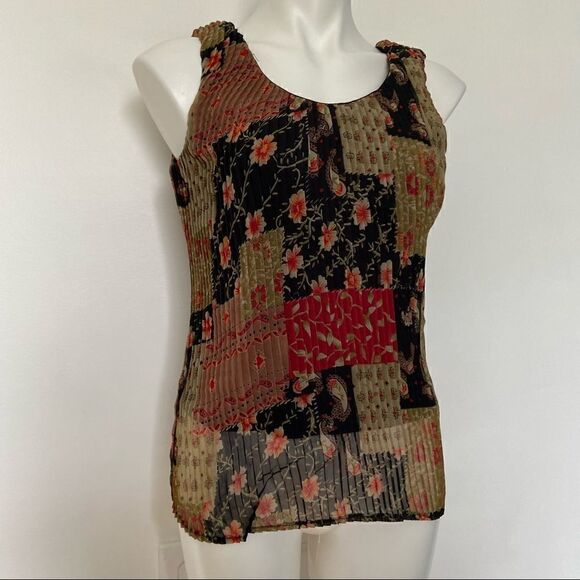 Y2K Pleated Mesh Texture Patchwork Tank top - Picture 4 of 8